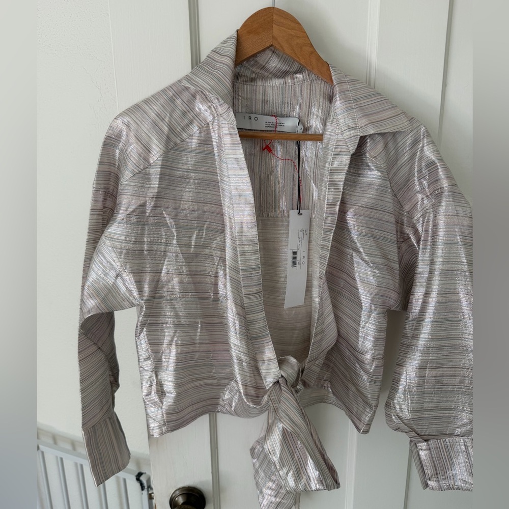 IRO Silver and Black Striped Blouse